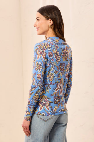 Soft Knit Funnel Neck Long Sleeve Top-Blueaura