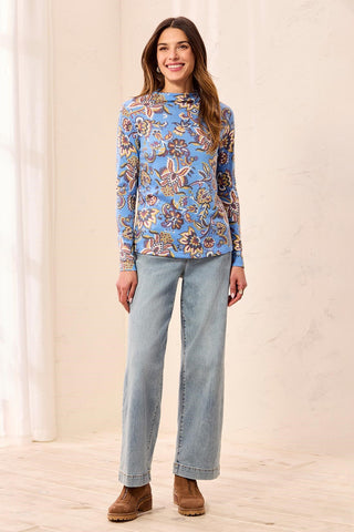 Soft Knit Funnel Neck Long Sleeve Top-Blueaura