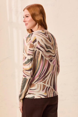 Soft Knit Funnel Neck Long Sleeve Top-Saddlebrown