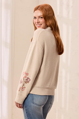 Pull En Tricot Doux À Lacets Avec Broderies Florales-Chantilly