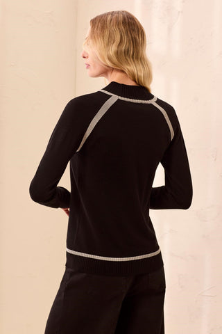 Chandail À Col Montant Et Manches Raglan En Viscose Douce-Noir