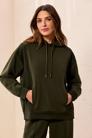 Chandail À Capuchon En Modal Doux-Vert cèdre