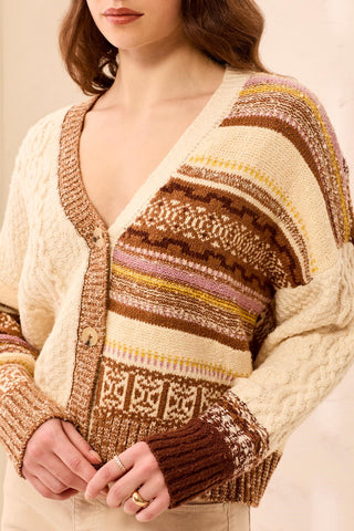 Soft Multi Stitch Button Front V-Neck Cardigan-Hazelwood