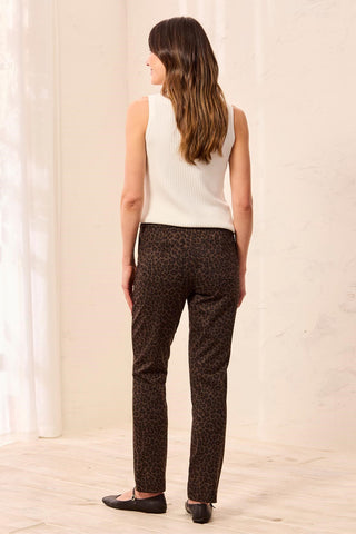 Soft Ponte Elastic Waist Pull-On Pants-Hickory
