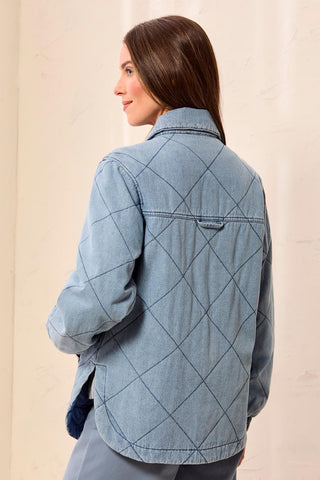 Quilted Snap Front Soft Denim Jacket-Skylight