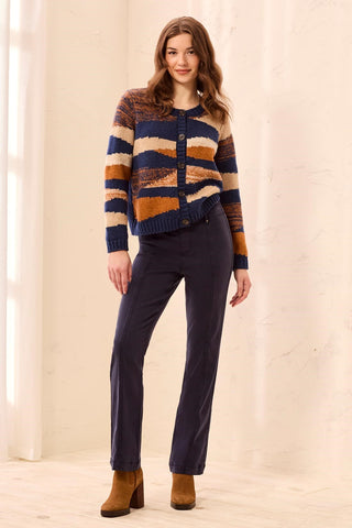 Pantalon Micro-Évasé À Enfiler En Sergé Doux Extensible Avec Couture Avant-Saphir