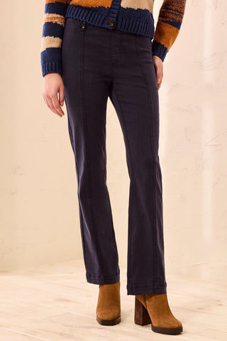 Pantalon Micro-Évasé À Enfiler En Sergé Doux Extensible Avec Couture Avant-Saphir