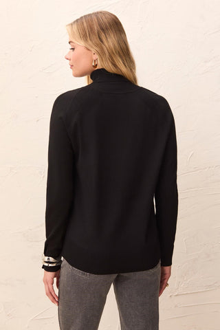 Soft Viscose Blend Long Sleeve Mock Turtleneck Sweater-Black