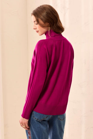 Chandail À Col Roulé Montant En Mélange De Viscose Doux-Mûre