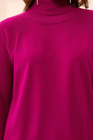 Chandail À Col Roulé Montant En Mélange De Viscose Doux-Mûre