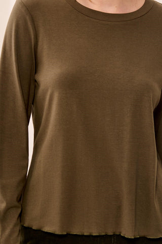 Haut En Viscose Douce À Manches Longues Et Poignets Boutonnés-Basilic