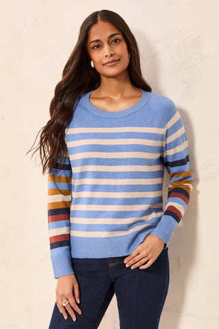 Soft Viscose Long Sleeve Crew Neck Stripe Sweater-Stellar