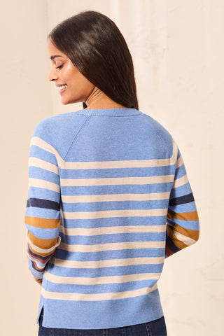 Soft Viscose Long Sleeve Crew Neck Stripe Sweater-Stellar