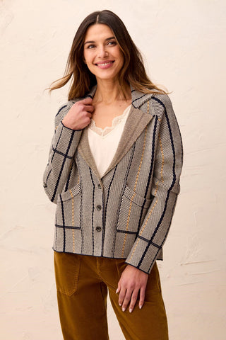 Soft Viscose Long Sleeve Lapel Collar Button Front Cardigan-Sapphire