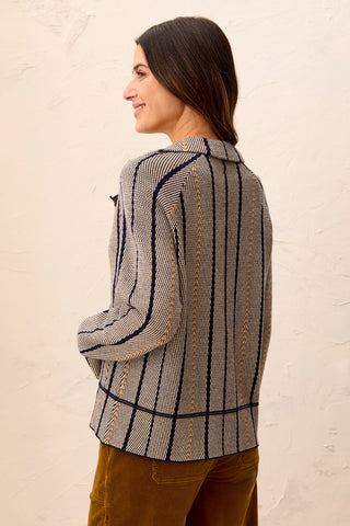 Soft Viscose Long Sleeve Lapel Collar Button Front Cardigan-Sapphire