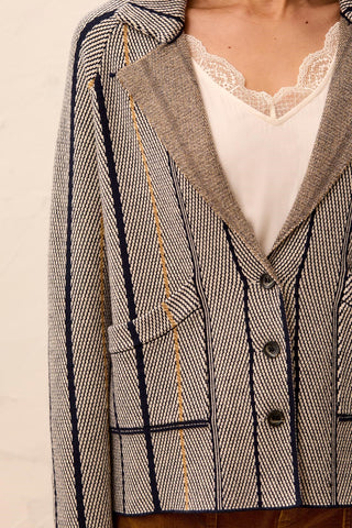 Soft Viscose Long Sleeve Lapel Collar Button Front Cardigan-Sapphire