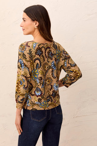 Soft Yarn Three-Quarter Sleeve Crewneck Sweater-Aloe
