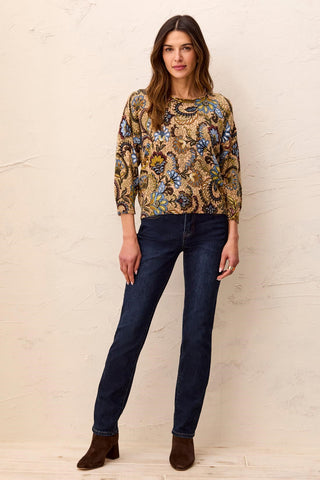 Soft Yarn Three-Quarter Sleeve Crewneck Sweater-Aloe