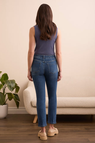Jean Sophia Curvy À Coupe Étroite À Enfiler En Denim Extensible -Bleu Délavé