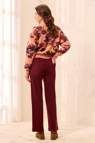 Jean Sophia Coupe Droite Taille Haute Effet Courbe Longueur Cheville-Cerise