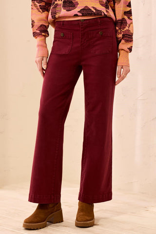 Jean Sophia Coupe Droite Taille Haute Effet Courbe Longueur Cheville-Cerise