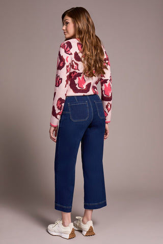 Sophia Curvy Comfort Stretch Wide Leg Crop Jeans-Deepwater