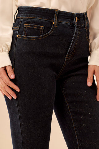 Sophia Curvy Glitz Straight Leg Denim Jeans-Gold/ rinse