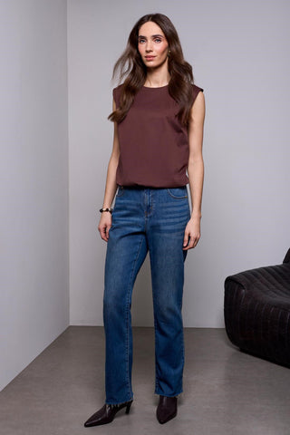 Jean Sophia Silhouette Galbée Année 90 Jambe Droite-Bleu authentique