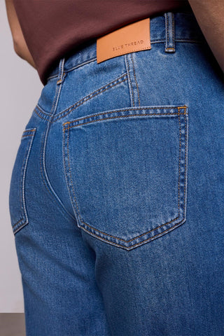 BLUE THREAD Sophia Curvy Straight Leg 90's Denim Jeans-Authenticblue