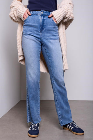 BLUE THREAD Sophia Curvy Straight Leg 90's Denim Jeans-Campusblue