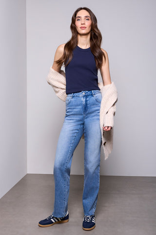 BLUE THREAD Sophia Curvy Straight Leg 90's Denim Jeans-Campusblue