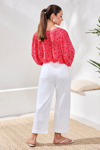 Sophia High-Waisted Kick-Flare Jeans With Front Pockets-Eggshell