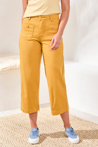 Sophia High-Waisted Kick-Flare Jeans With Front Pockets-Goldenrod