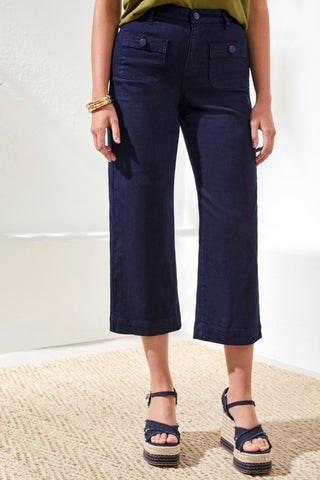 Sophia High-Waisted Kick Flare Jeans With Front Pockets-Nautical