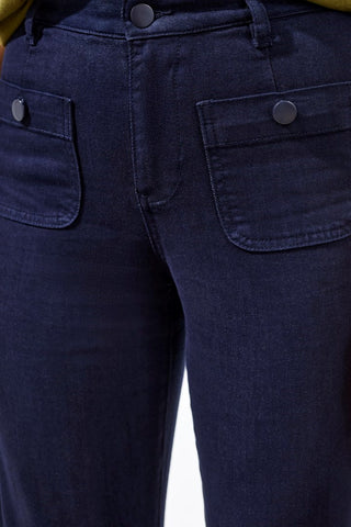 Sophia High-Waisted Kick Flare Jeans With Front Pockets-Nautical