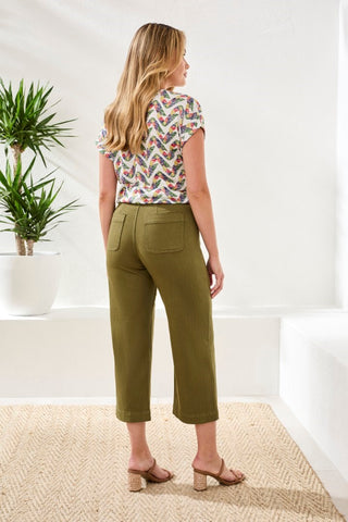 Sophia High-Waisted Kick-Flare Jeans With Front Pockets-Rainforest