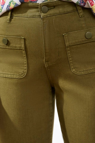 Sophia High-Waisted Kick-Flare Jeans With Front Pockets-Rainforest