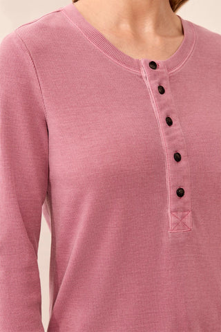 Haut Henley À Manches Longues Avec Détails Boutons-Nostalgie