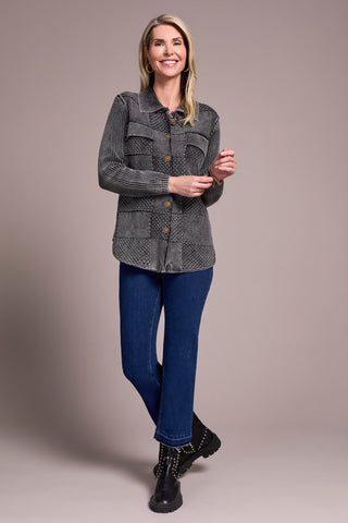 Special Wash Sweater Cardigan-Black