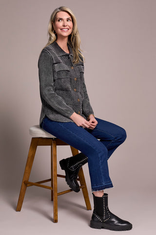 Special Wash Sweater Cardigan-Black