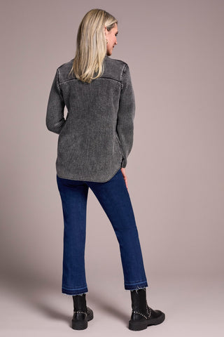Special Wash Sweater Cardigan-Black