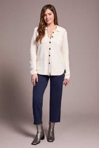 Special Wash Sweater Cardigan-Cream
