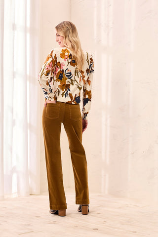 Stretch Corduroy High-Rise Wide Leg Pants-Dullgold