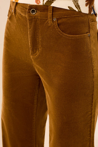 Stretch Corduroy High-Rise Wide Leg Pants-Dullgold