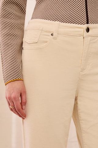 Pantalon Évasé En Velours Côtelé Taille Haute-Pierre de Lune