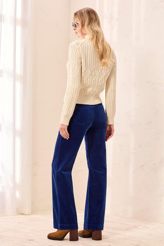Pantalon Évasé En Velours Côtelé Taille Haute-Stellaire