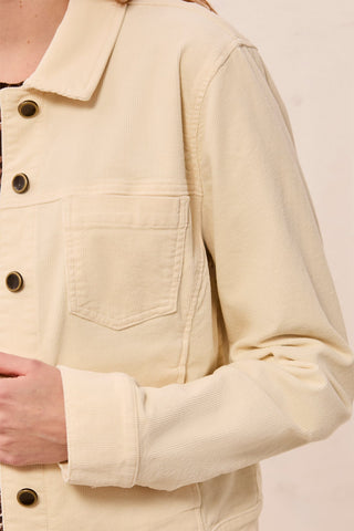 Stretch Corduroy Long Sleeve Button Front Collared Jacket-Moonstone