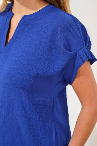 Textured Short Sleeve Tunic Shift Dress-Royalazur