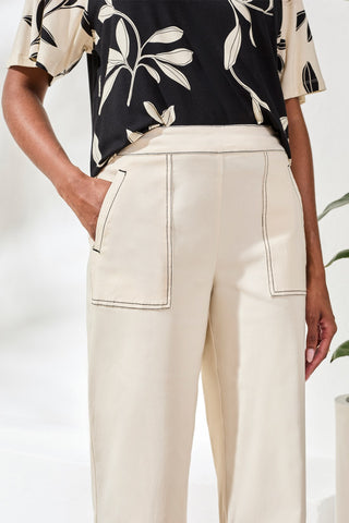 Signature Stretch Twill High‑Rise Wide‑Leg Capri Pants-Canvas