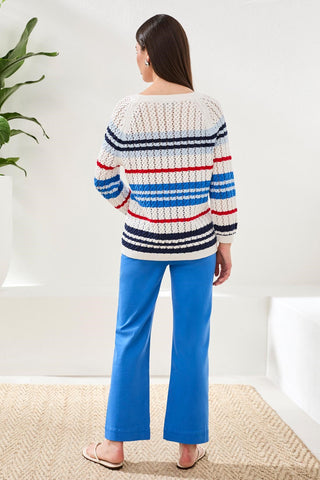 Pull Ras Du Cou En Coton Rayé Avec Détail En Torsades
-Royal